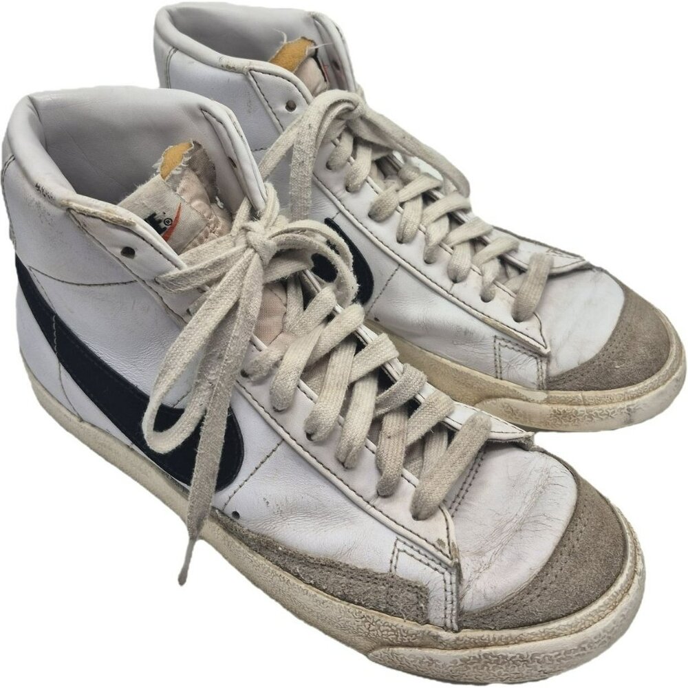 Nike Blazer Mid 77 Vintage White & Black High-Top Sneakers Men's 7.5